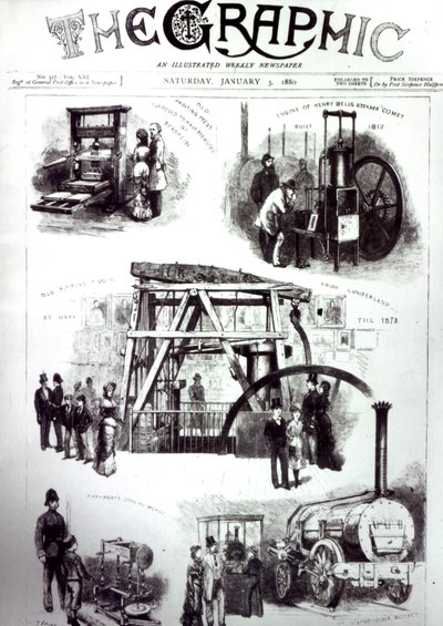 Voorpagina van The Graphic met belangrijke uitvindingen, 3 januari 1880 door English School