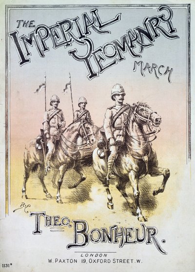 Voorkant van de partituur voor The Imperial Yeomanry March door Theon Bonheur door English School