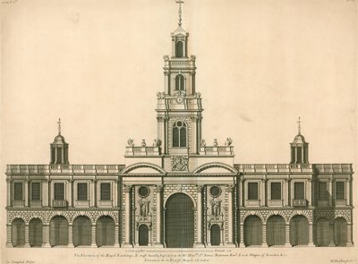 Vooraanzicht van de Royal Exchange, Londen door English School