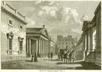 Voorkant van Carlton House, 1820 door English School