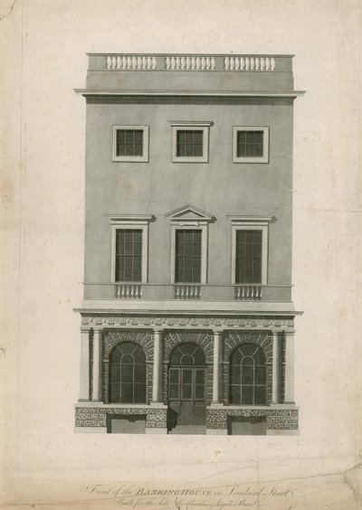 Voorzijde van het bankhuis in Lombard Street, gebouwd voor wijlen Sir Charles Asgill, Bart door English School