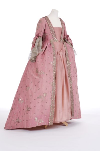 Vooraanzicht van een sack-back jurk, 1750s door English School