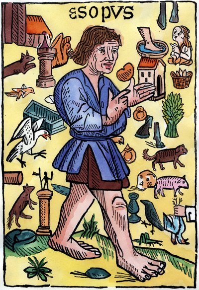 Frontispice van de "Fabels" van Esope, edities gedrukt in Engeland door William Caxton (1422? - 1491) door English School