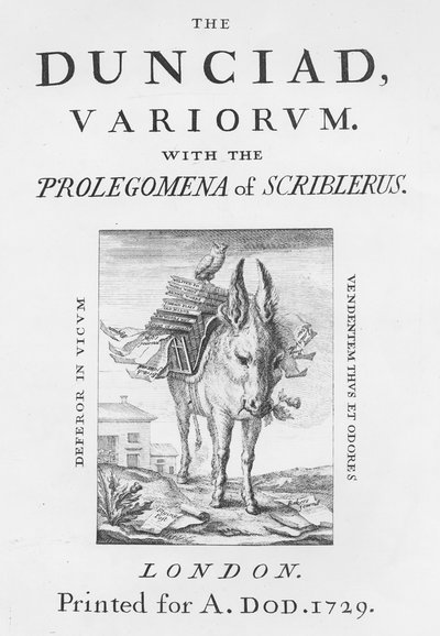 Frontispice en titelpagina van The Dunciad Variorum door Alexander Pope, 1729 door English School