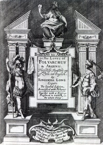 Frontispice voor Argenis door John Barclay, tweede Engelse editie, 1636 door English School