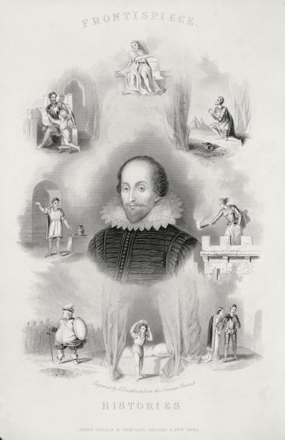 Frontispice voor de Histories, uit The Complete Works of Shakespeare, herzien door J. O. Halliwell, gegraveerd door G. Greatbach door English School