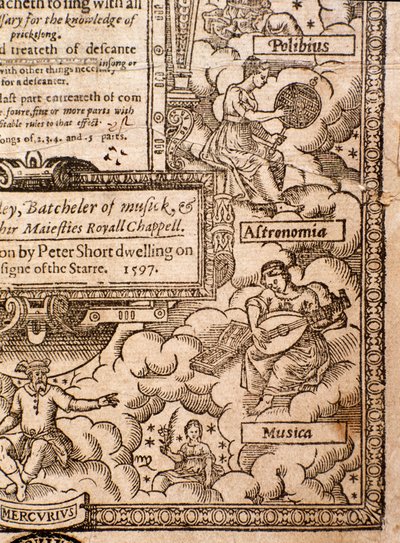 Frontispice uit A Plaine and Easie Introduction to Practicall Musicke door Thomas Morley, Detail, 1597 door English School