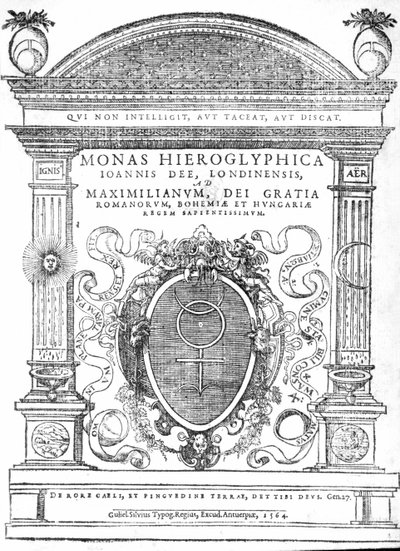 Frontispice van Monas Hieroglyphica door John Dee, gepubliceerd in 1564 door English School
