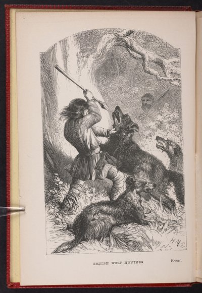 Frontispice uit The British Wolf-Hunters. Een verhaal, enz., door Thomas Miller door English School