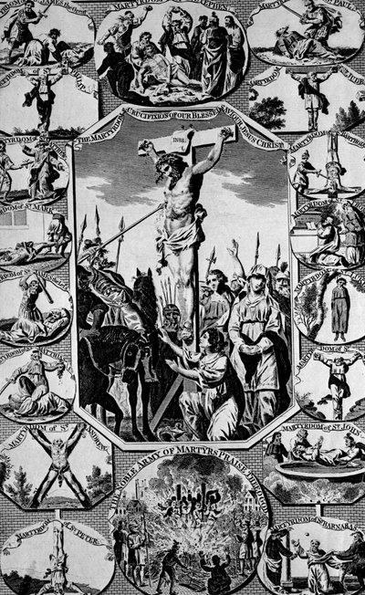 Frontispice uit The New and Complete Book of Martyrs door Paul Wright door English School