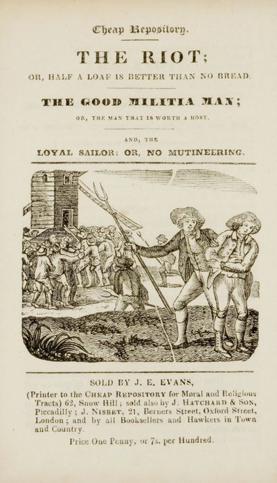 Frontispice uit "The riot, or, Half a loaf is better than no bread; The good militia man, or, The man that is worth a host; and, The loyal sailor, or, no mutineering", c.1839-44 door English School