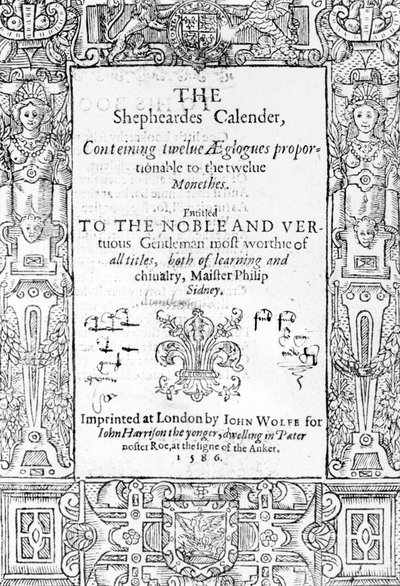 Frontispice van The Shepheardes Calender door Esmond Spenser, gepubliceerd 1586 door English School