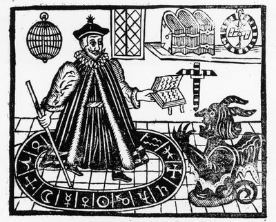 Frontispice van The Tragicall History of the Life and Death of Doctor Faustus, door Christopher Marklin, c.1616 door English School