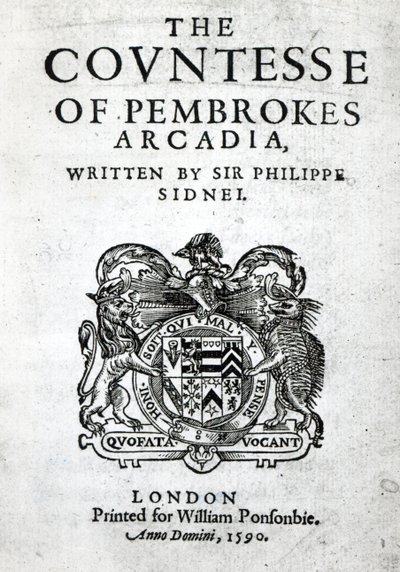 Frontispice van The Countess of Pembrokes Arcadia door Sir Philip Sidney, 1590 door English School