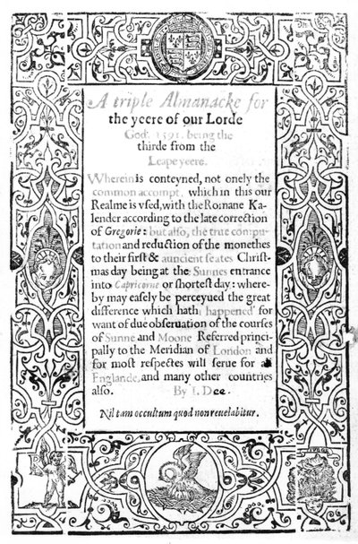 Frontispice van een Romeinse Kalender, 1591 door English School
