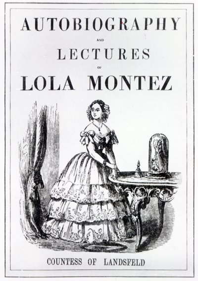 Frontispice van de Autobiografie en Lezingen van Lola Montez, Gravin van Landsfeld door English School