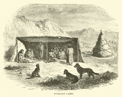 Fuegiaans kamp, Tierra del Fuego, 1890 door English School