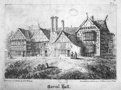 Garrat Hall, Manchester, gegraveerd door H.G. James door English School