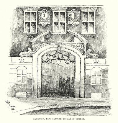 Poort, New Square naar Carey Street door English School