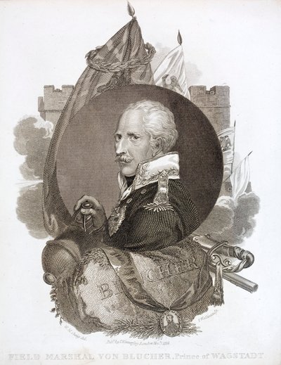 Gebhard von Blucher, Pruisische Veldmaarschalk (gravure) door English School