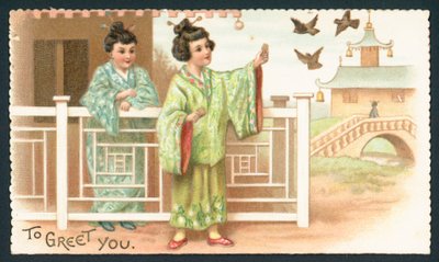 Geisha Meisjes Voeren Vogels door English School