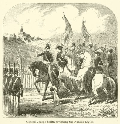 Generaal Joseph Smith inspecteert het Nauvoo Legioen door English School