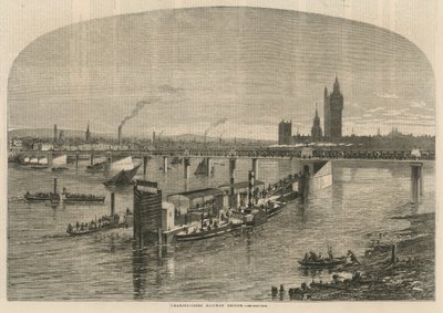 Algemeen overzicht van Charing Cross Spoorwegbrug door English School