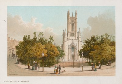 Algemeen uitzicht op de Sint-Pieterskerk in Brighton door English School