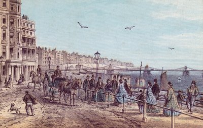 Algemeen uitzicht op mensen op de promenade in Brighton door English School
