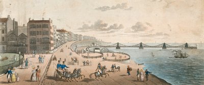 Algemeen uitzicht op mensen aan de kust in Brighton door English School