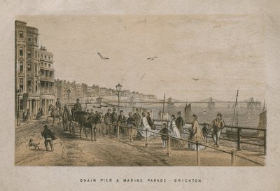 Algemeen uitzicht op de Chain Pier en Marine Parade in Brighton door English School
