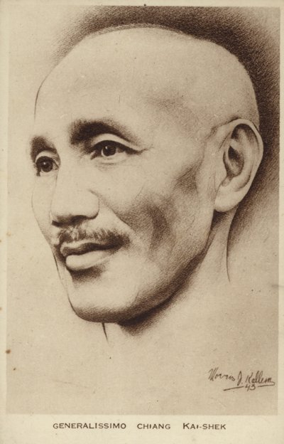 Generalissimo Chiang Kai-shek (litho) door English School