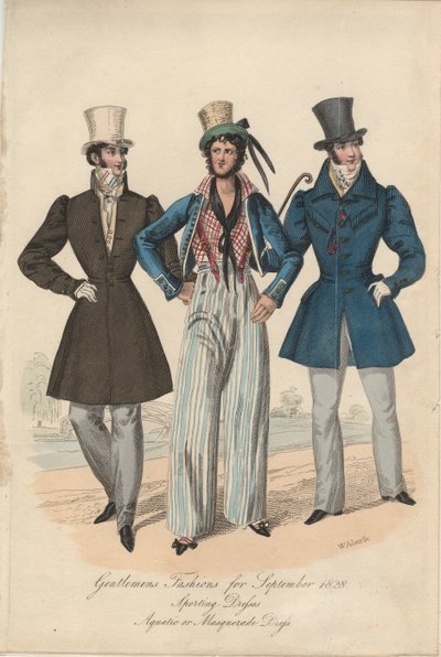 Herenmode voor september 1828 door English School