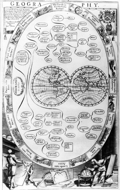 Geografiediagram, van The Gentlemans Recreation, gepubliceerd door Richard Blome, 1686 door English School