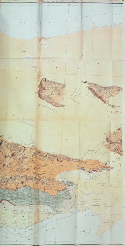 Geologische kaart van de Cutch-woestijn, 1870 door English School