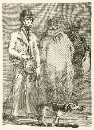 George Dyball, een blinde bedelaar van aanzienlijke bekendheid, en zijn hond Nelson door English School