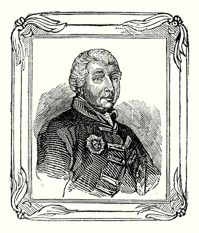George III, kleinzoon van George II, geboren in 1738; gekroond in 1760; en overleden in 1820 (gravure) door English School
