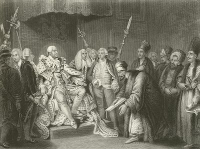 George III ontvangt de Turkse ambassadeur en suite door English School