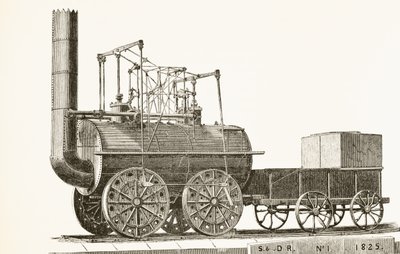 George Stephensons trein van 1825, uit The National and Domestic History of England door William Hickman Smith Aubrey (1858-1916) gepubliceerd in Londen, ca. 1890 door English School
