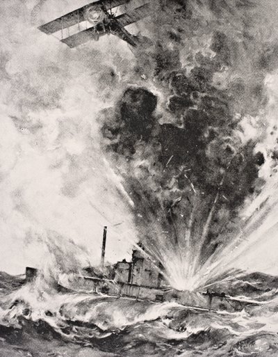 Duitse onderzeeër gebombardeerd en gezonken op 26 augustus 1915, uit 