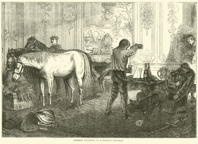 Duitse ruiters in een Frans kasteel, september 1870 door English School