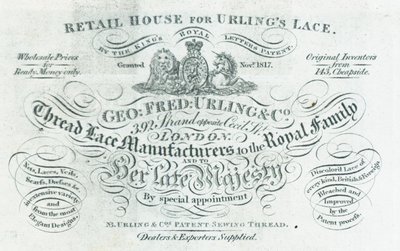 Geroge Fred Urling & Co, draadkant fabrikant door English School