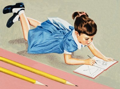 Meisje aan het tekenen door English School