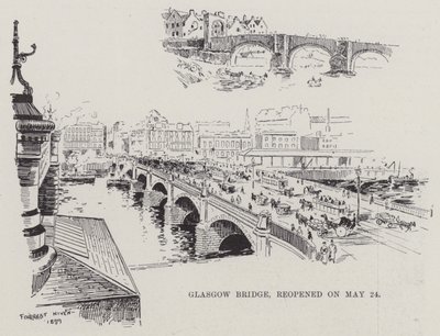 Glasgow Bridge, heropend op 24 mei (gravure) door English School