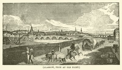 Glasgow, van een oude prent (gravure) door English School