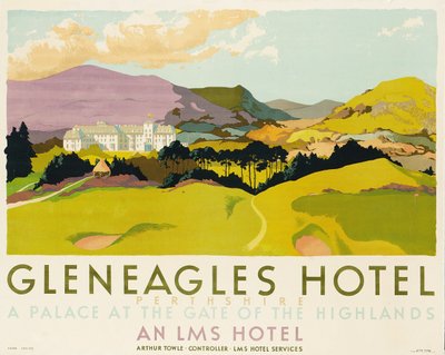 Gleneagles Hotel, poster ter promotie van de LMS, 1924 door English School