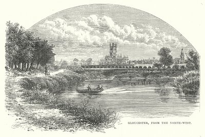 Gloucester, vanuit het noordwesten (gravure) door English School