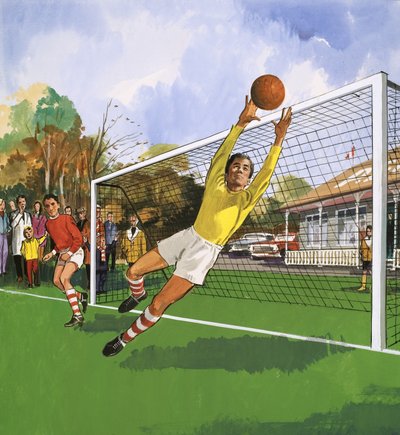Doelman in de voetbalwedstrijd door English School