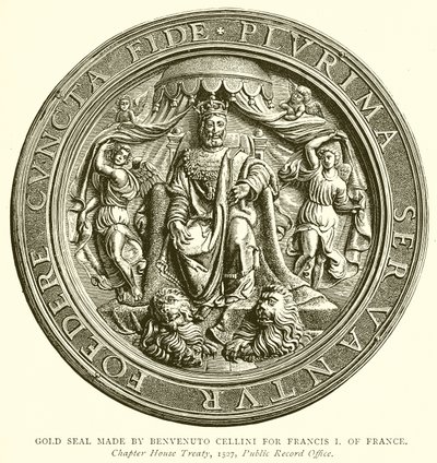 Gouden Zegel gemaakt door Benvenuto Cellini voor Frans I van Frankrijk door English School