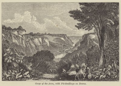 Kloof van de Avon, met putwoningen op de heuvels door English School
